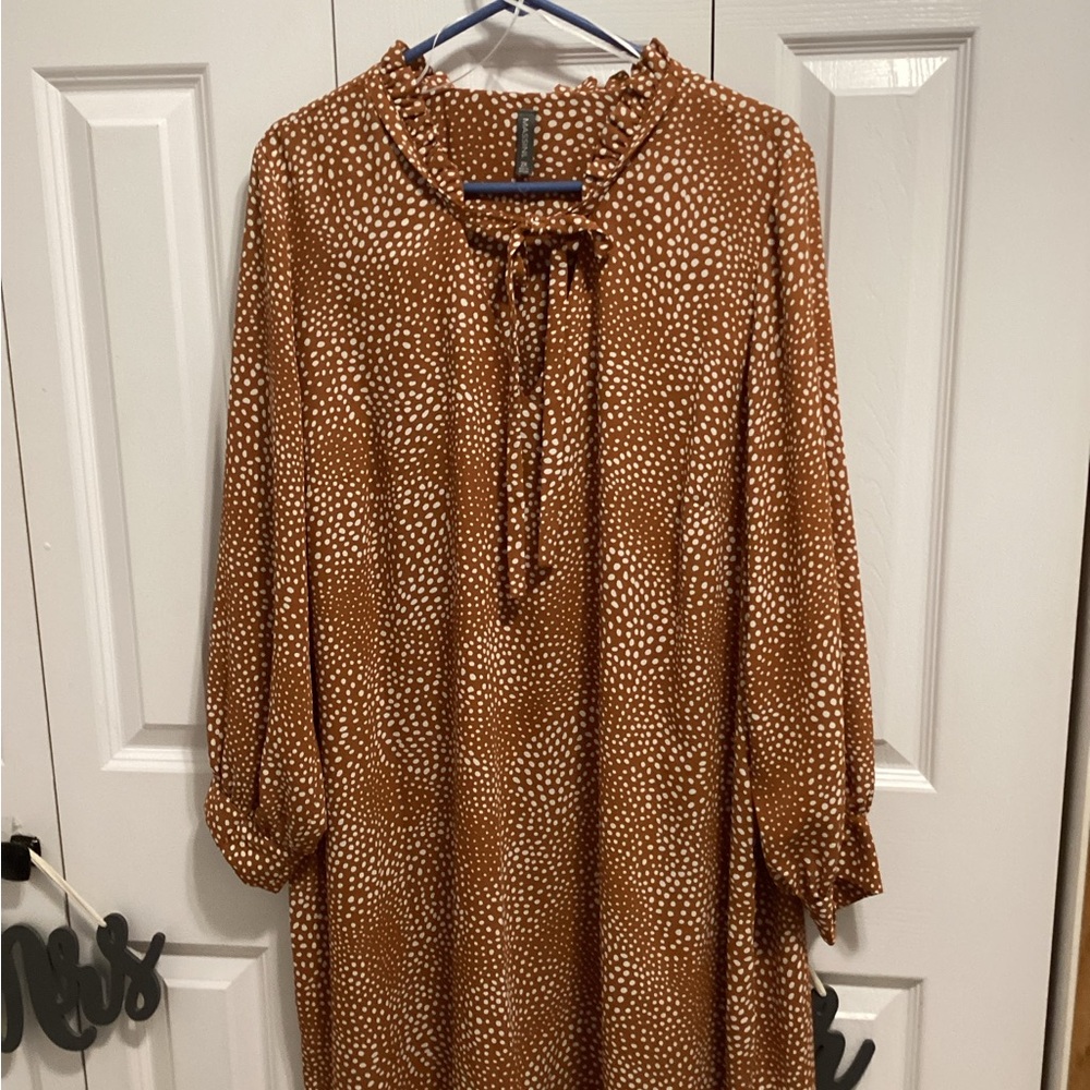 Massini Tan Dress with White Dots